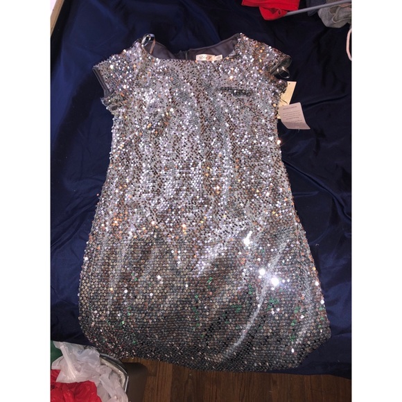 silver sequin sheath dress